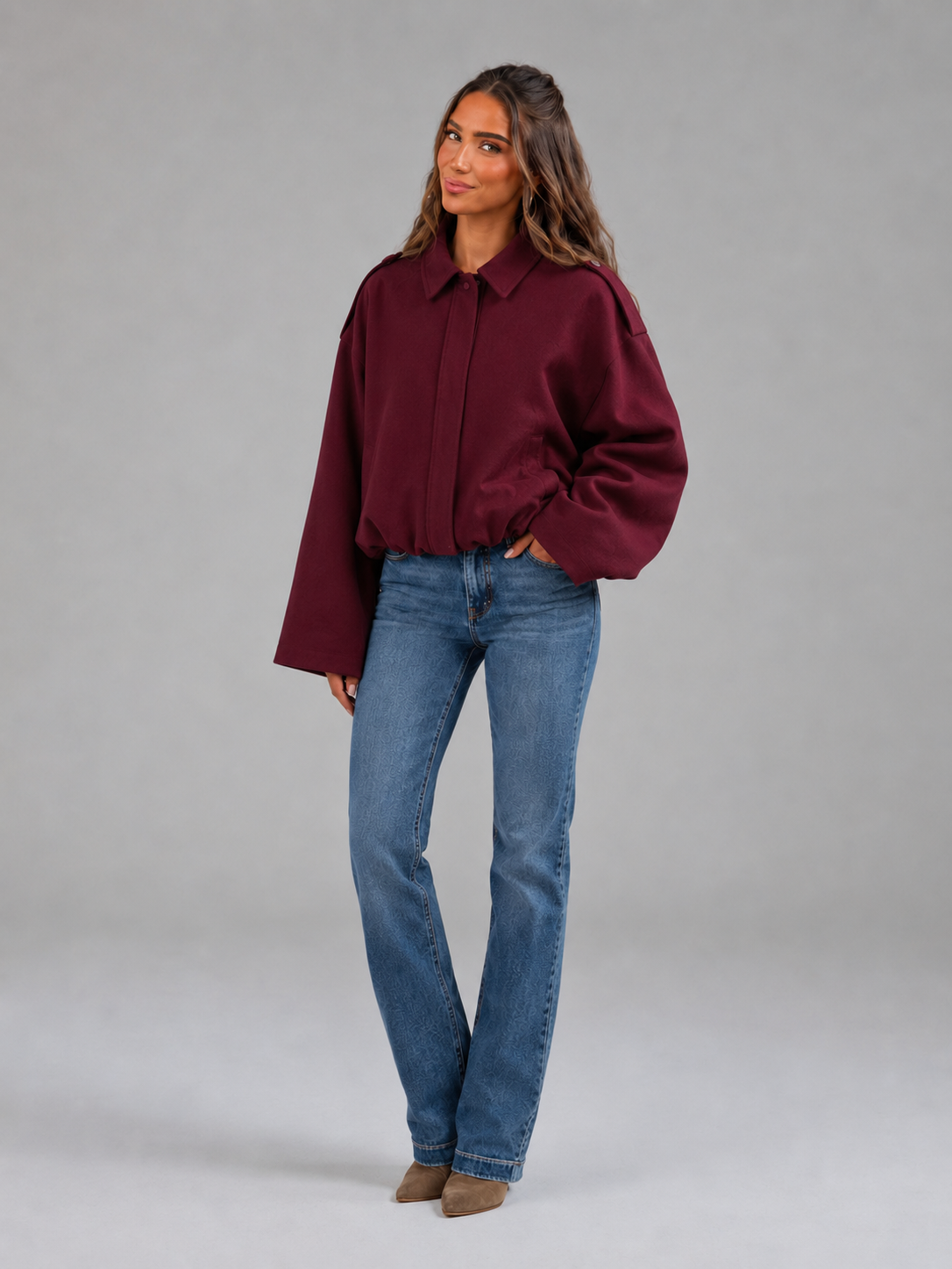 Faux Suede Oversized Shirt Jacket Autumn Women