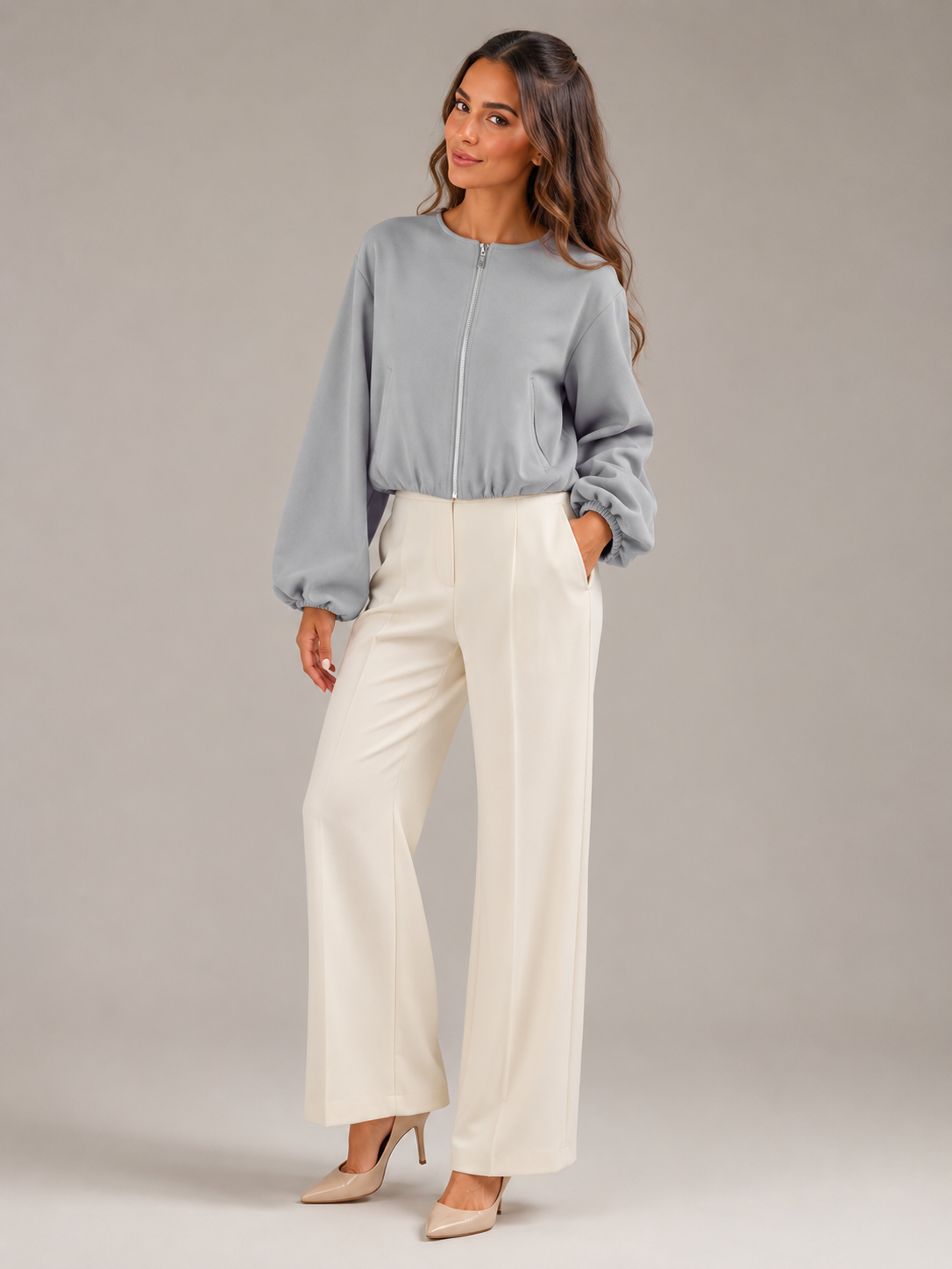 Avery | Cropped Zip Bomber Jacket