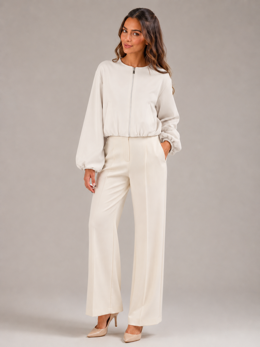 Avery | Cropped Zip Bomber Jacket
