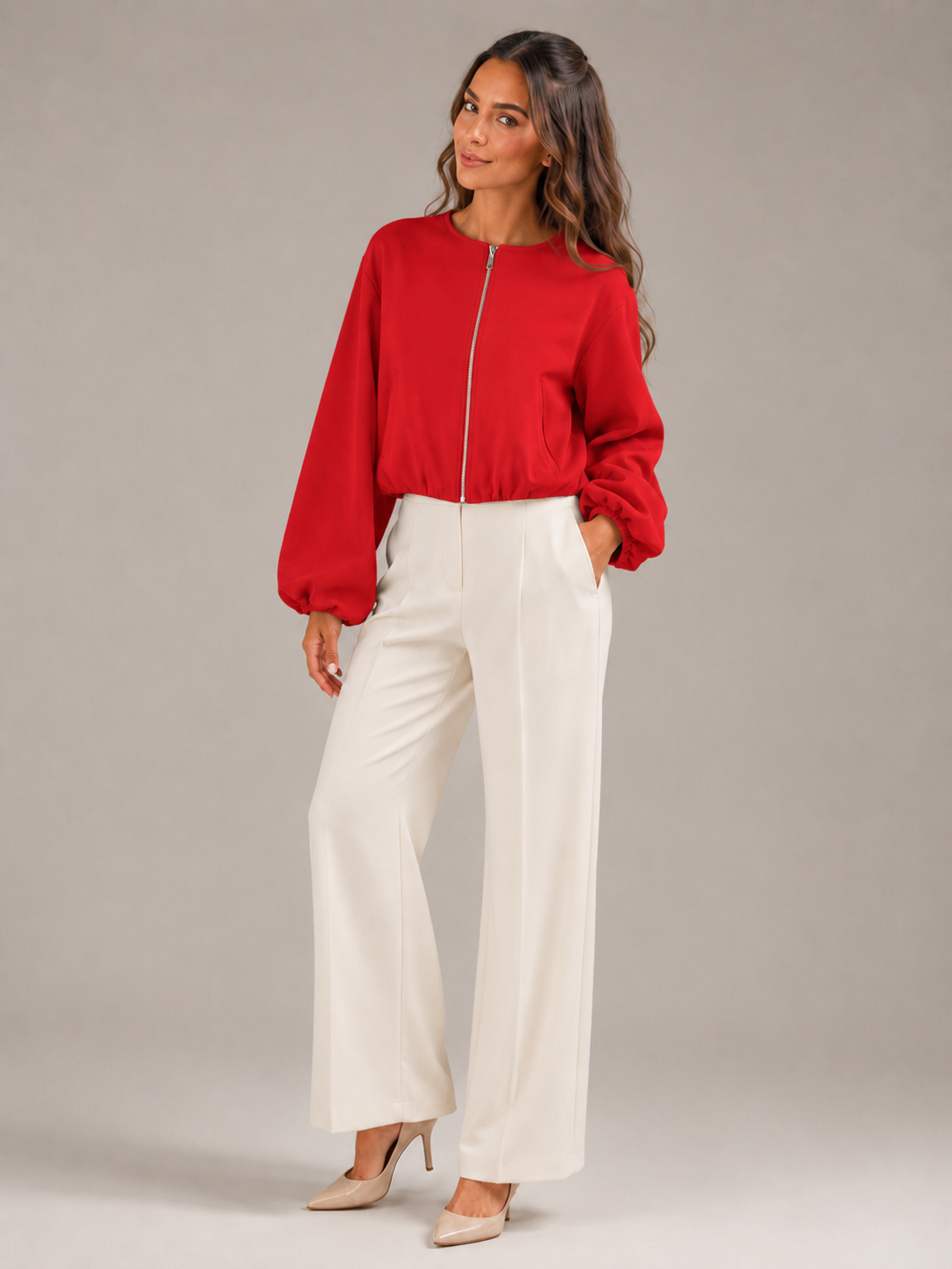 Avery | Cropped Zip Bomber Jacket