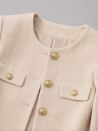 Tweed Cropped Jacket with Gold Buttons