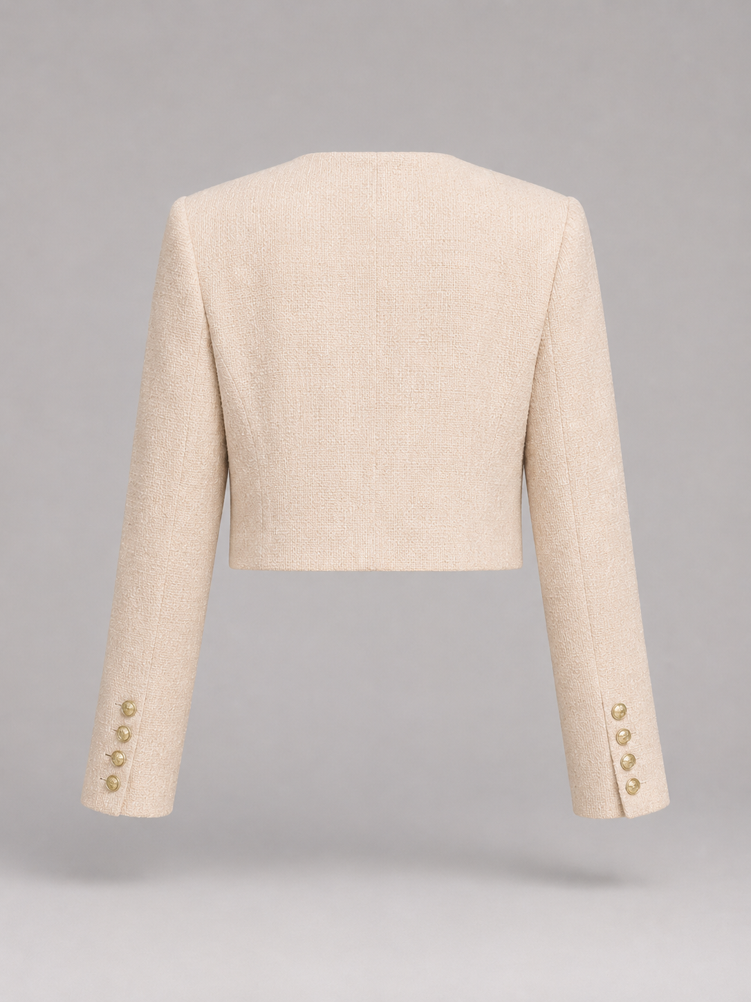 Tweed Cropped Jacket with Gold Buttons
