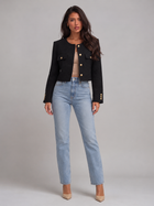 Tweed Cropped Jacket with Gold Buttons