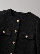 Tweed Cropped Jacket with Gold Buttons