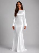 Satin Feel Long Sleeve Maxi Dress Wedding Guest