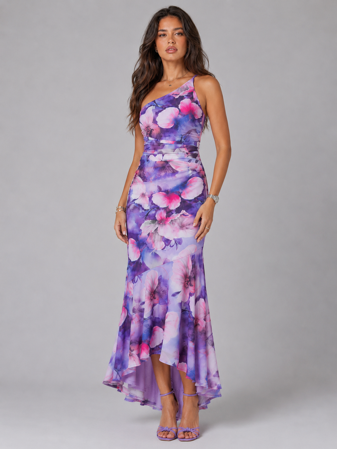 Floral One Shoulder Maxi Dress Summer Women
