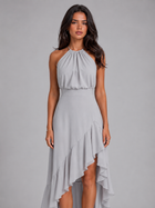 Halter Ruffle Midi Dress Wedding Guest