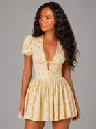 Floral Puff Sleeve Mini Dress Summer Women
