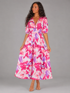Floral V Neck Sleeveless Midi Dress Wedding Guest