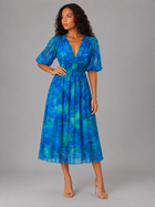 Floral V Neck Sleeveless Midi Dress Wedding Guest