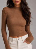 Ribbed Mock Neck Long Sleeve Knit Top Autumn Women