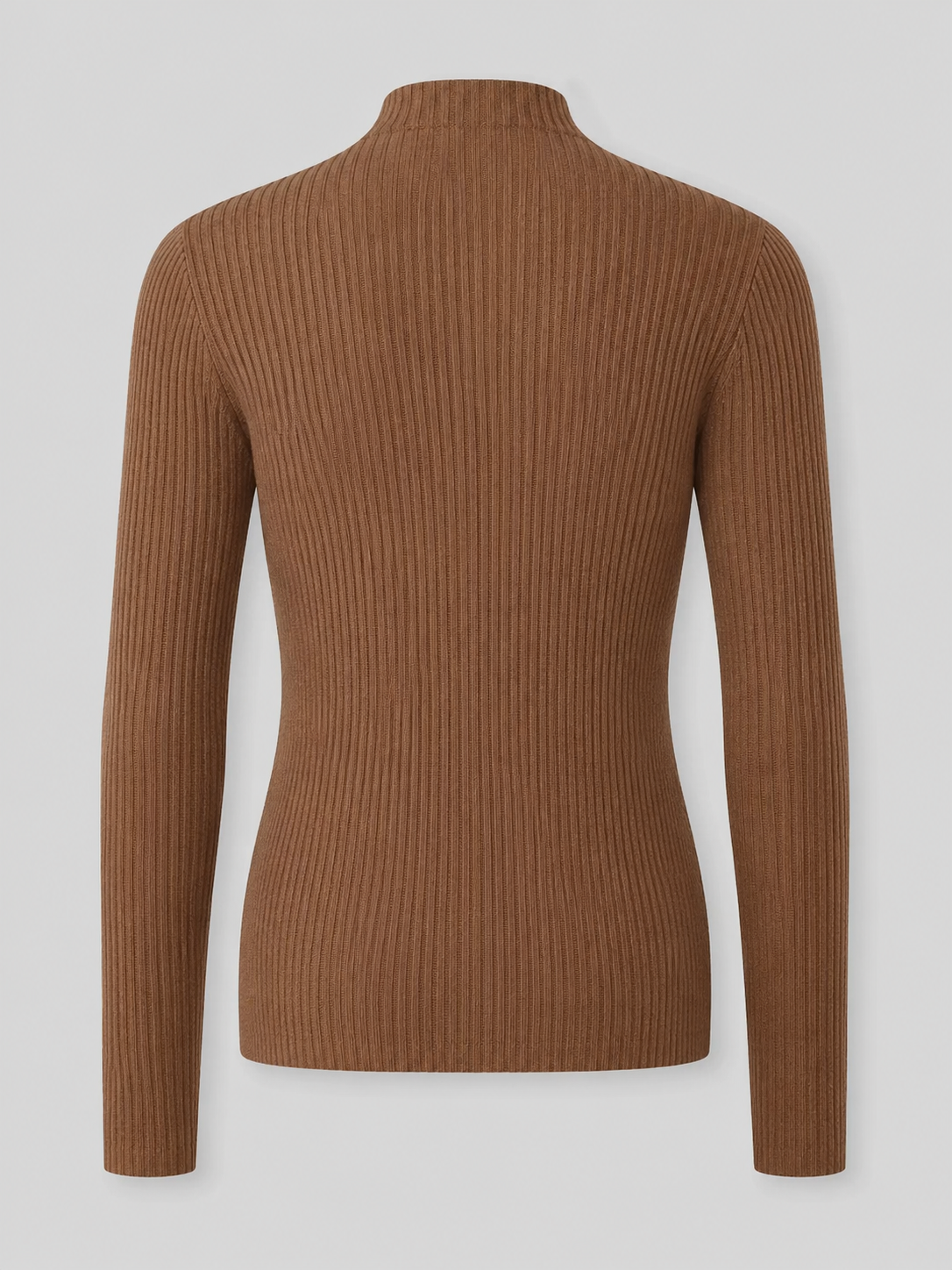 Ribbed Mock Neck Long Sleeve Knit Top Autumn Women