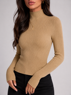 Ribbed Mock Neck Long Sleeve Knit Top Autumn Women