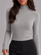 Ribbed Mock Neck Long Sleeve Knit Top Autumn Women