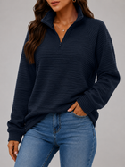 Ribbed Half Zip Pullover Autumn Women