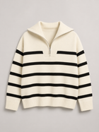 Striped Half Zip Knit Sweater Autumn Women