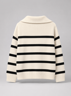 Striped Half Zip Knit Sweater Autumn Women