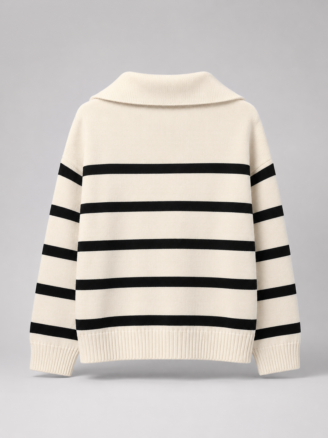 Striped Half Zip Knit Sweater Autumn Women