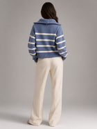 Striped Half Zip Knit Sweater Autumn Women