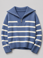 Striped Half Zip Knit Sweater Autumn Women
