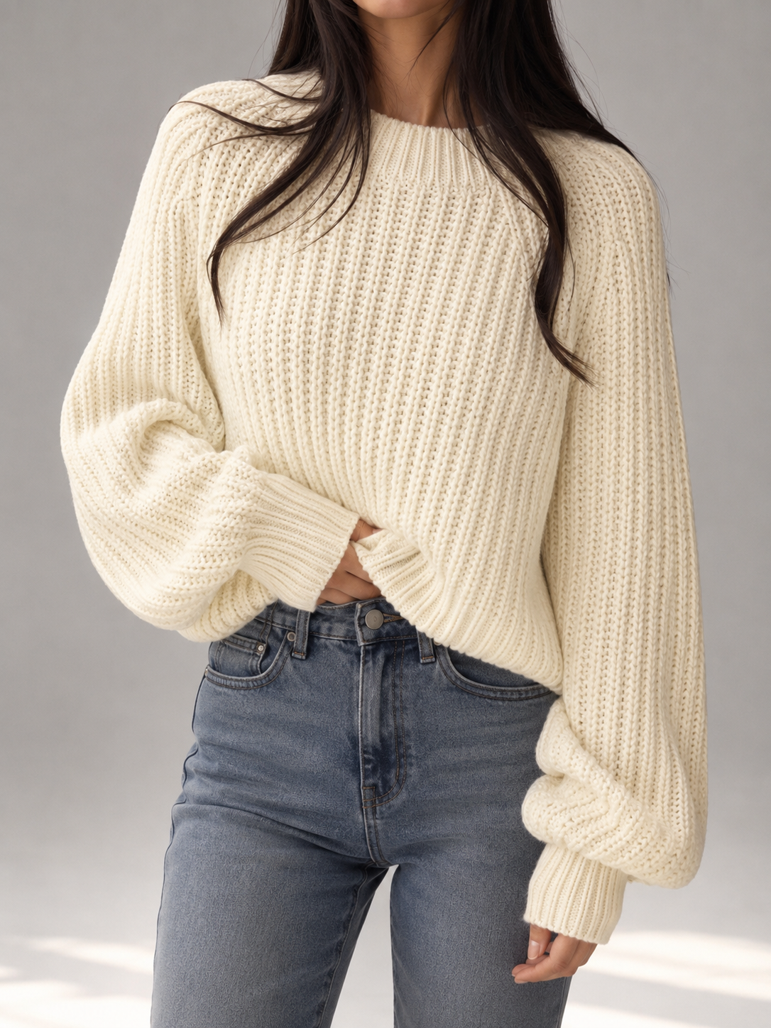 Chunky Knit Oversized Sweater Autumn Women
