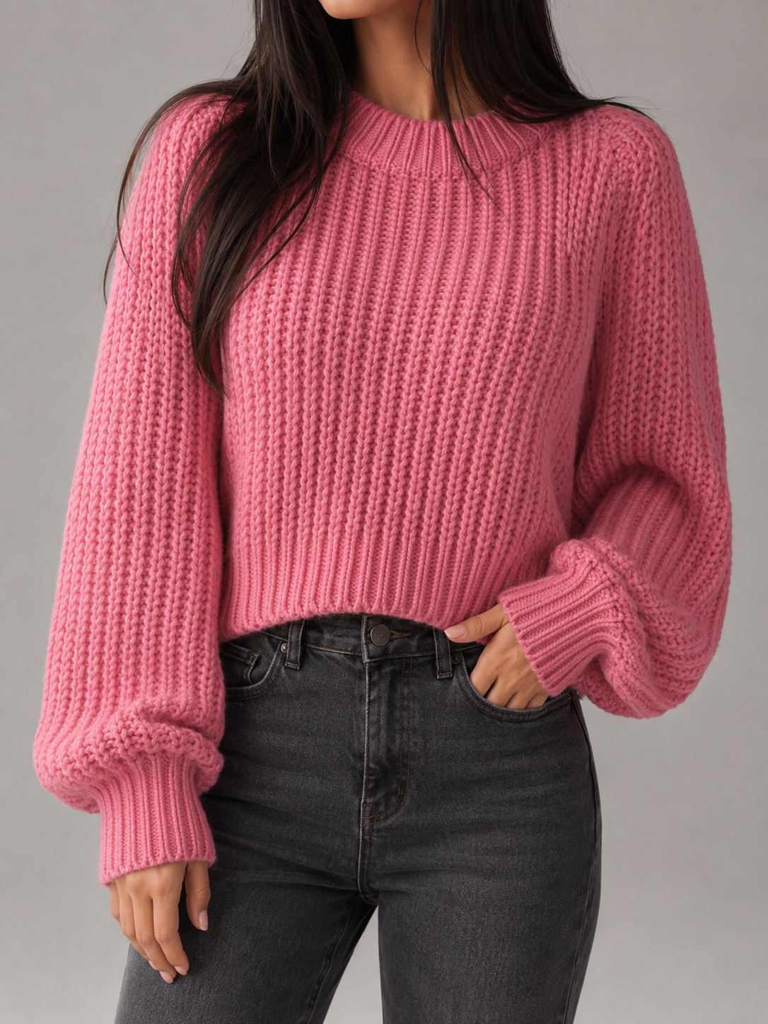 Chunky Knit Oversized Sweater Autumn Women