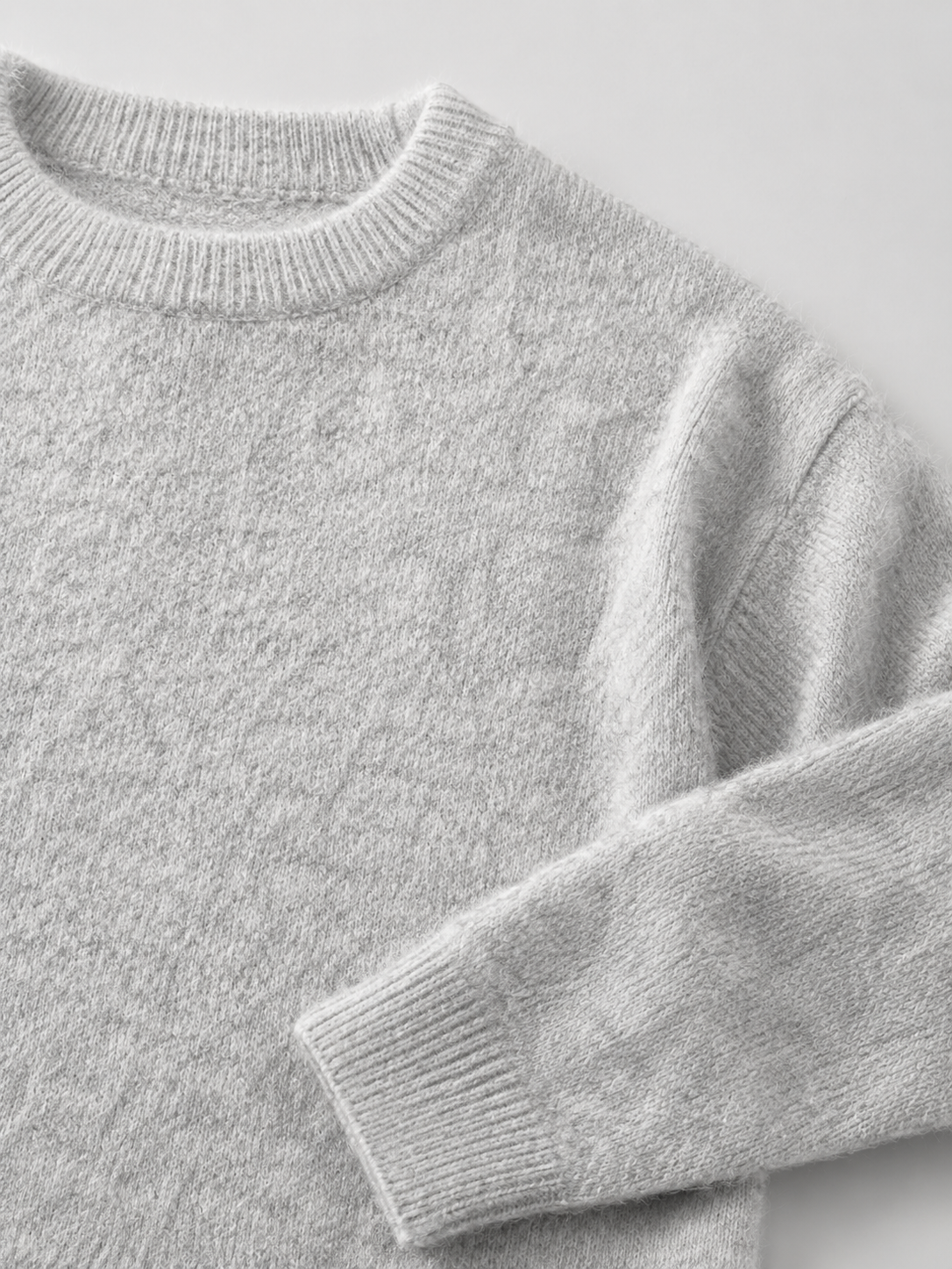 Fuzzy Knit Crew Neck Sweater Autumn Women