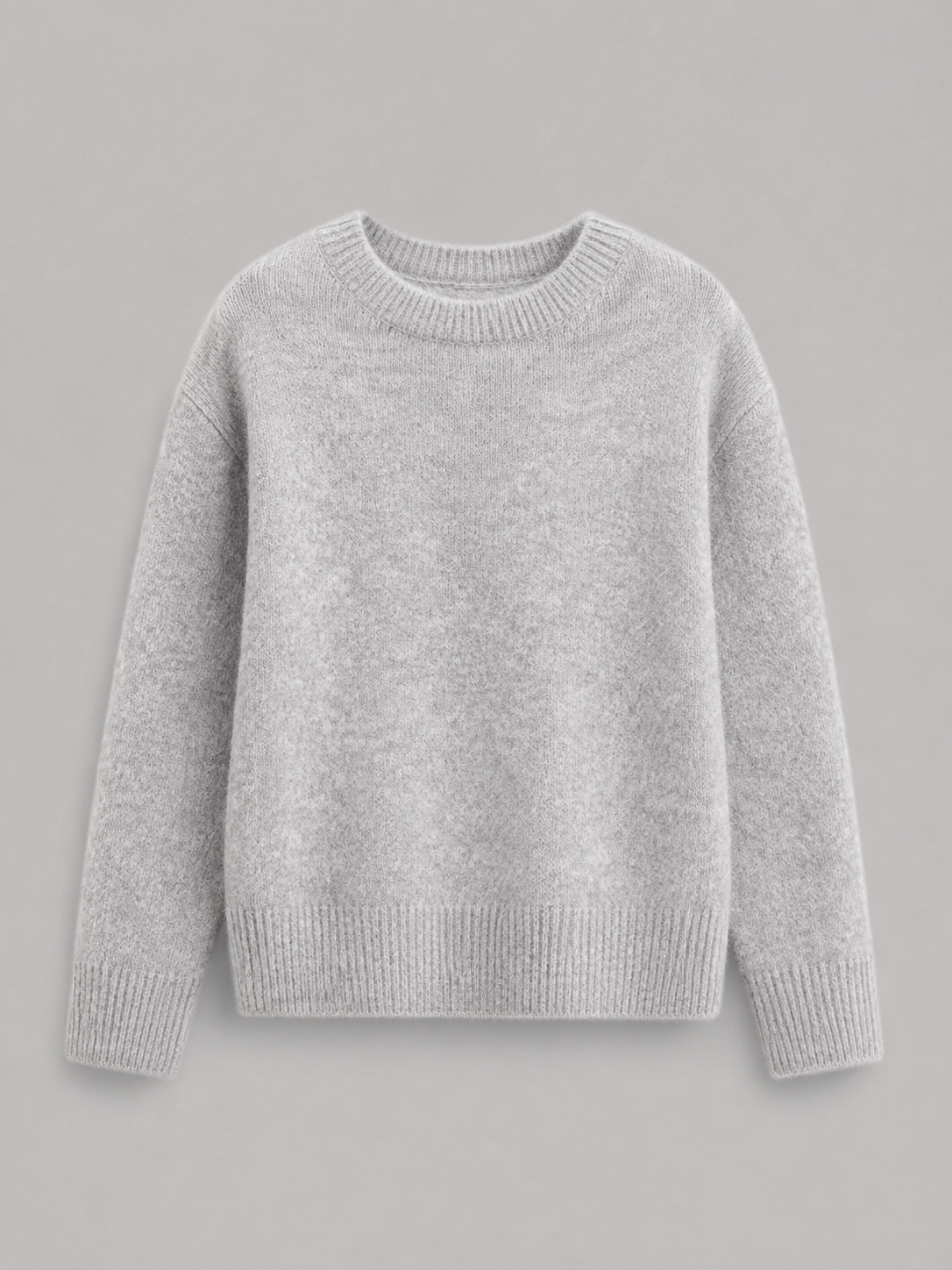 Fuzzy Knit Crew Neck Sweater Autumn Women