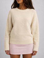 Fuzzy Knit Crew Neck Sweater Autumn Women