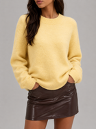 Fuzzy Knit Crew Neck Sweater Autumn Women