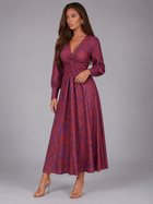 Printed V Neck Midi Dress Wedding Guest