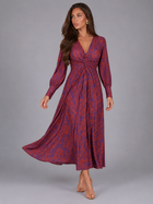 Printed V Neck Midi Dress Wedding Guest