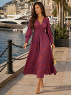 Printed V Neck Midi Dress Wedding Guest