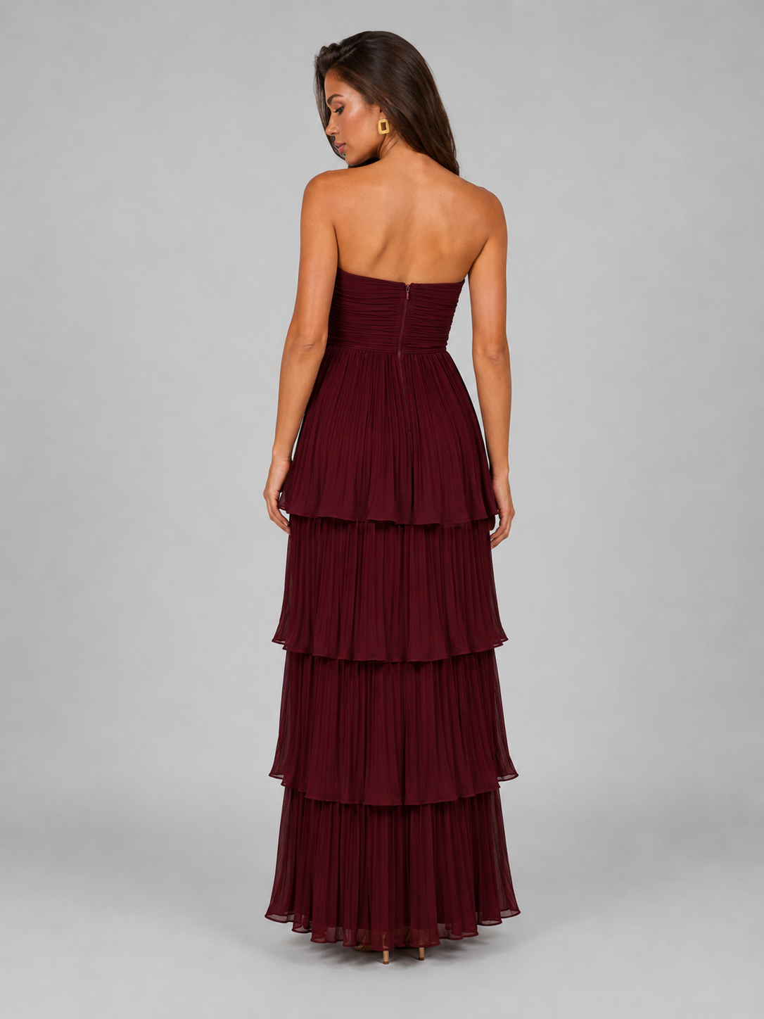 Strapless Tiered Maxi Dress Evening Women