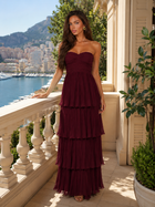 Strapless Tiered Maxi Dress Evening Women