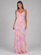 Floral Chiffon Ruffle Maxi Dress Wedding Guest