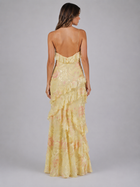 Floral Chiffon Ruffle Maxi Dress Wedding Guest