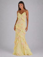 Floral Chiffon Ruffle Maxi Dress Wedding Guest