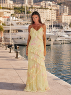 Floral Chiffon Ruffle Maxi Dress Wedding Guest