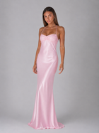 Pearl Beaded Satin Feel Maxi Dress Evening Women