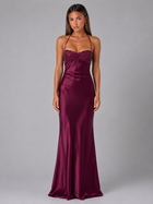 Pearl Beaded Satin Feel Maxi Dress Evening Women