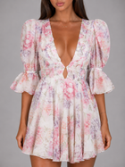 Floral Chiffon Mini Dress Summer Women