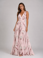 Floral V Neck Cinched Maxi Dress Summer Women