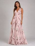 Floral V Neck Cinched Maxi Dress Summer Women