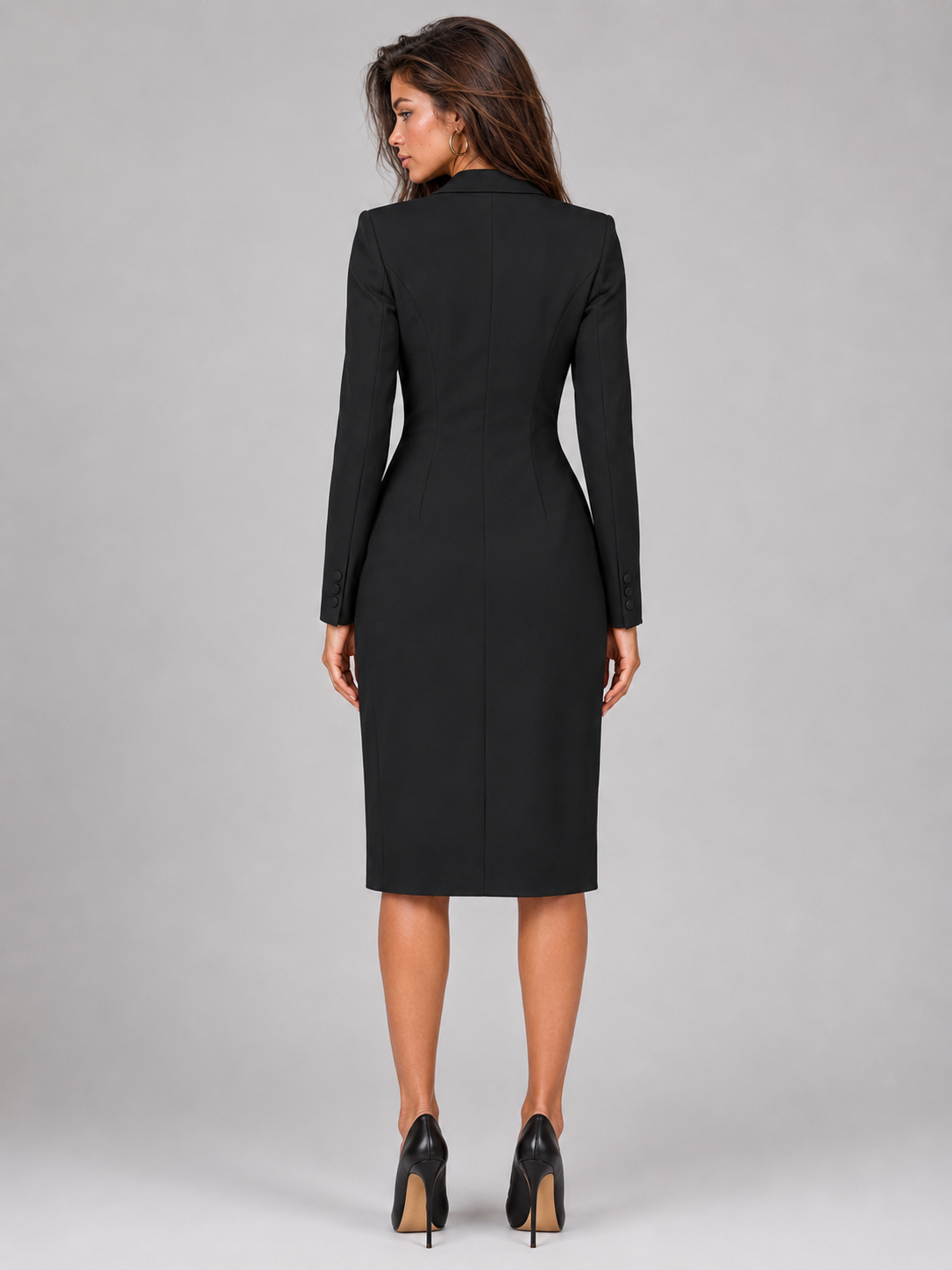 Double Breasted Blazer Midi Dress Cocktail Women