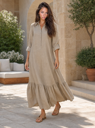 Cotton Blend Tiered Maxi Shirt Dress Summer Women