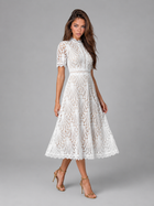 Lace High Neck A Line Midi Dress Cocktail Women