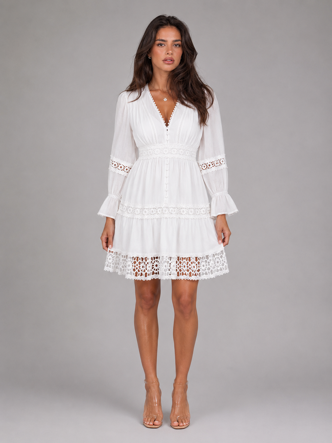 Lace Trim Midi Dress Summer Women