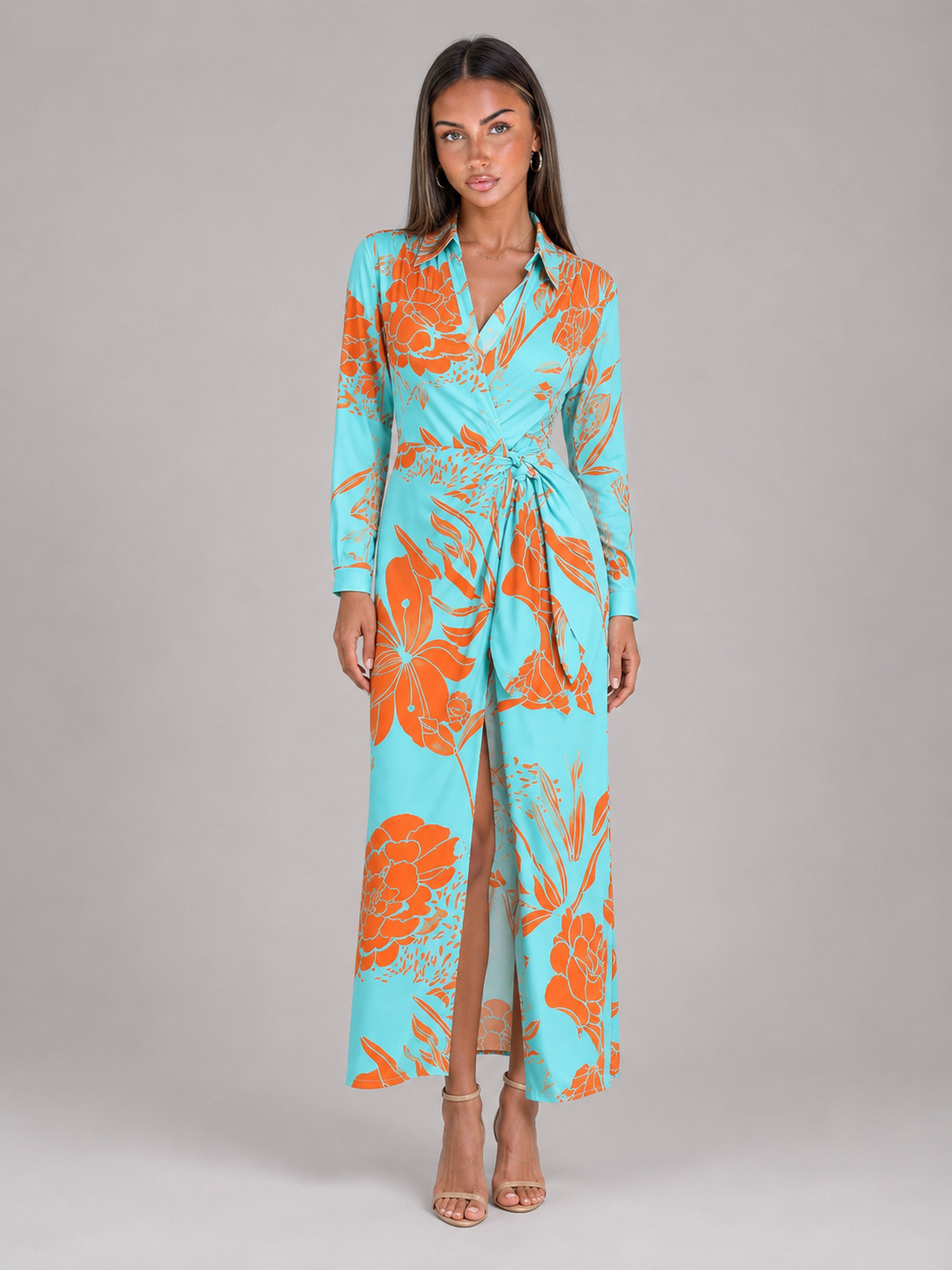 Striped Twist Knot Midi Shirt Dress Summer Women