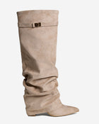 Juliette | Beige Slouchy Knee High Boots